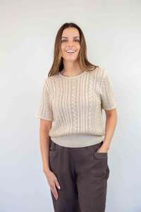 Short Sleeve Linen Knit Top
