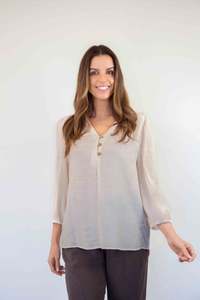 New: Larosela Textured Button-Front Blouse