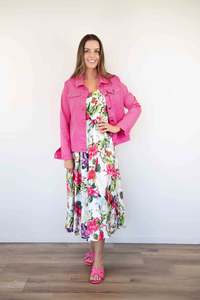 Floral Print V-Neck Pleated Maxi Dress