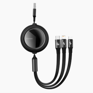 Electronics: Baseus 3 in 1 Retractable 66W Type C Cable for iphone and Android