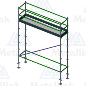 3m Indoor Ringlock Scaffold w/Handrail, 1-Level, 4m High - Metallink