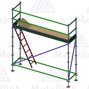 3m Ringlock Scaffold w/ Hatch & Ladder, 1-Level - Metallink