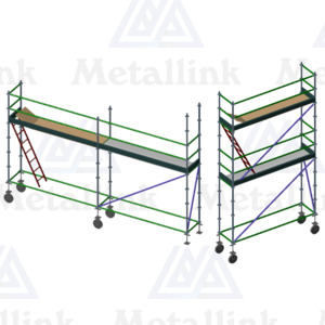 2-in-1 Transforming Mobile Ringlock Scaffold: 2-Level 3m / 1-Level 6m - Metallink