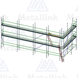 16m Transforming Ringlock Scaffold w/Ladders, 2-Level - Metallink
