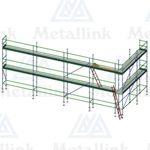 Aluminium Scaffolding 16m, Transforming Ringlock Scaffold w/Ladders, 2-Level - Metallink