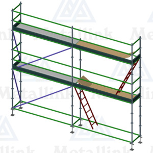Aluminium Scaffolding 6m w/ Hatches & Ladders, Ringlock, 2-Level - Metallink