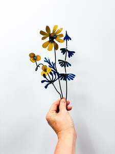 Yellow: Picked & Plucked Posie Blue & Yellow Floral Sculpture Trio
