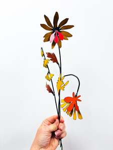 Picked & Plucked Posie Yellow & Red Floral Sculpture Trio