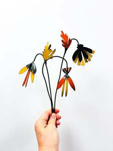 Picked & Plucked Posie Yellow, Red & Black Floral Sculpture Trio