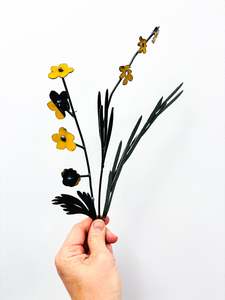 Picked & Plucked Posie Yellow & Black Floral Sculpture Trio