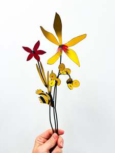 Picked & Plucked Posie Yellow & Red Floral Sculpture Trio