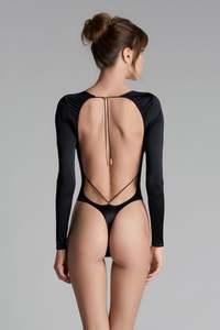 French Kiss Long Sleeve Open Back Bodysuit