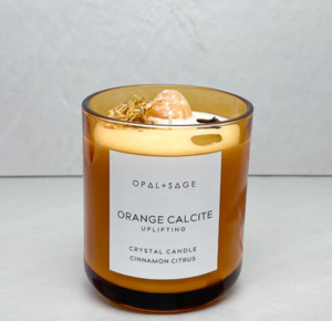 Orange Calcite Crystal Candle | Large