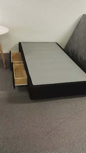 Bed Frames Bases: NZ-made bed base with drawers, 4 sizes SINGLE -QUEEN, 9 clours