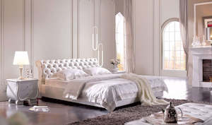 Snow white High Quality Italian Leather Bed Frame A129, 20% off