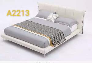 Bed Frames Bases: Italian Design Genuine Leather Bed Frame #2213, 3 size available Clearance Sale