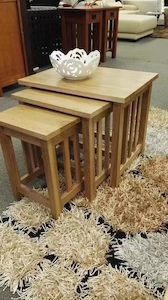 Side Tables: Solid Oak nest table, 3 color *Available * now