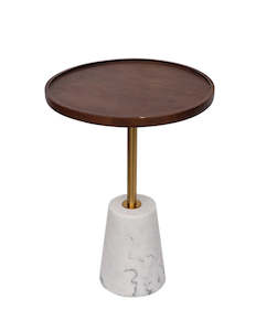 Side Tables: Marble Base solid wood top Side Table #617