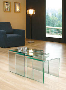 Side Tables: 3 pcs Glass nest table, 2 colours available now