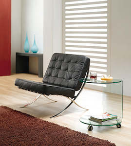 2 Level glass side table with wheels #018 Special