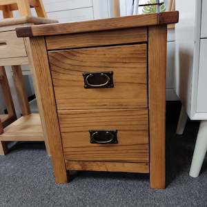 Bedside Tables: Solid Pine Bedside Table with 2 drawers