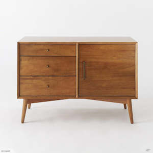 Dining Cabinets Buffets: Mid-Century small Dining Cabinet(Buffet)1+3 drawers , walnut color in stock