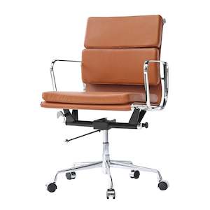 RP Eames soft pad Genuine Leather  office chair, Tan  color available now
