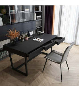 Desks: I shape 140cm Solid wood+ Oak veneer study desk 3 colours available