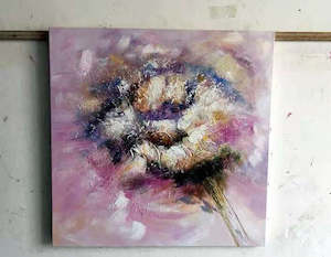 Paintings: 100% Hand Oil Painting Pink Dandelion , Ready to Hang up