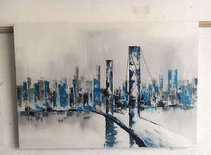 100% Hand Oil Painting Harbour view, Ready to Hang up