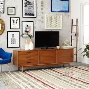 Mid-Century 1.8m Entertainment Unit, Walnut colour only