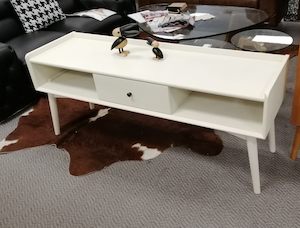 Mida Ash veneer Entertainment unit, off white color in stock - CLEARANCE SALE