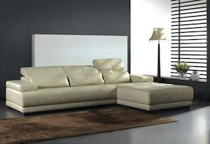 Sofas: Antonio Italian Leather Lounge Suite - Beige color, 20% off now.