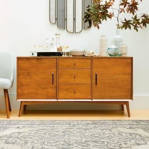 Dressers: Mid-Century  Dining Cabinet( Buffet) 2+ 3 drawers, walnut colour Last one