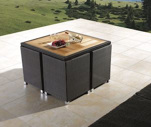 Outdoor Dining Pre Order: Mirage 5pc PE Rattan /Teak wood Set by order