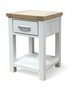 Bedside Tables: Sicily 1-Drawer White Solid Wood Bedside table