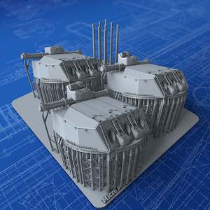 1/350 French Navy Triple 152mm/55 (6") Model 1936 x3 (Richelieu Class, Gunports closed)