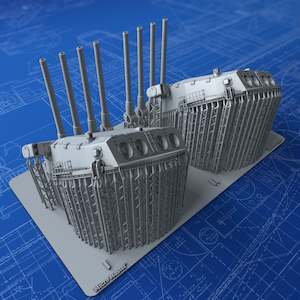 1/400 French Navy Quad 330mm/50 (13") Model 1931 x2 (Dunkerque, Gunports closed)