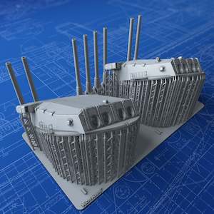 French Navy: 1/400 French Navy Quad 380 mm/45 (14.96") Model 1935 x2 (Closed Gunports)