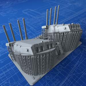 1/350 French Navy Quad 380mm/45 (14.96") Model 1935 x2 (Richelieu 1943, Closed Gunports)