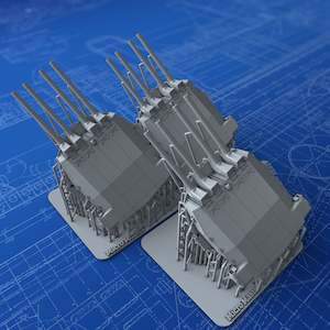 1/700 French Navy Quad 380mm/45 (14.96") Model 1935 x3 (Alsace w. Blast Bags)