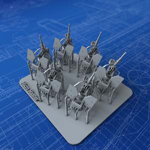 Us Navy: 1/200 US Navy 20mm Oerlikon Mount MK 4 w. MK14 Gunsight (Not-in-use, Angled Notches) x6