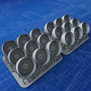 1/350 20mm Oerlikon Tubs (Zarebas, No Steps/Risers) x18