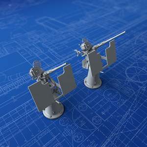 1/100 US Navy 20mm Oerlikon Mount MK 4 (45º Elevation) x2