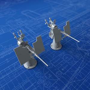 1/100 US Navy 20mm Oerlikon Mount MK 4 (0º Elevation) x2