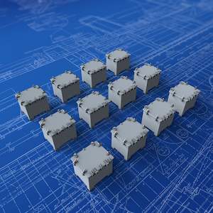 Royal Deck Accessories: 1/128 Royal Navy 2-pdr Pom Pom Small Ready Use Lockers x12