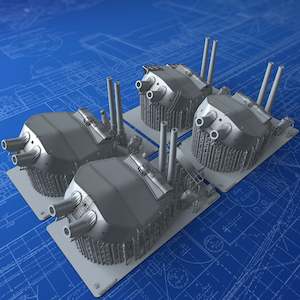 Royal Allied Navies: 1/150 Royal Navy 15" (38.1cm) MKII Turrets HMS Hood (w. Blast Bags 1941)