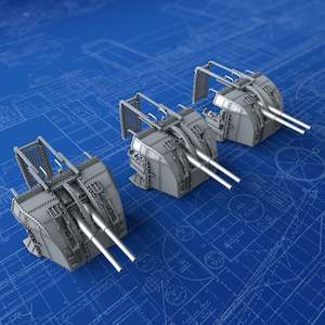 1/350 Royal Navy 4"/45 (10.2cm) QF MKXVI (MKXIX Twin Mounts, with Spent Cartridg&hellip;