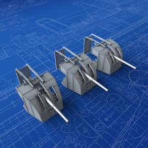 1/350 Royal Navy 4"/45 (10.2cm) QF MKXVI (MKXX Single Mounts) x3