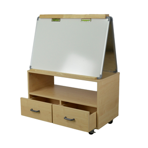 Teacher Station with Mobile Storage: Dual Whiteboard Design